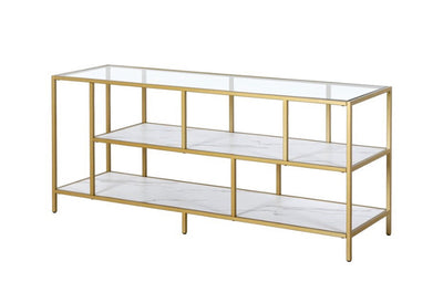 Evelyn&Zoe Classic 55" Brass TV Stand with Faux Marble Shelves- NEW IN BOX!!!!