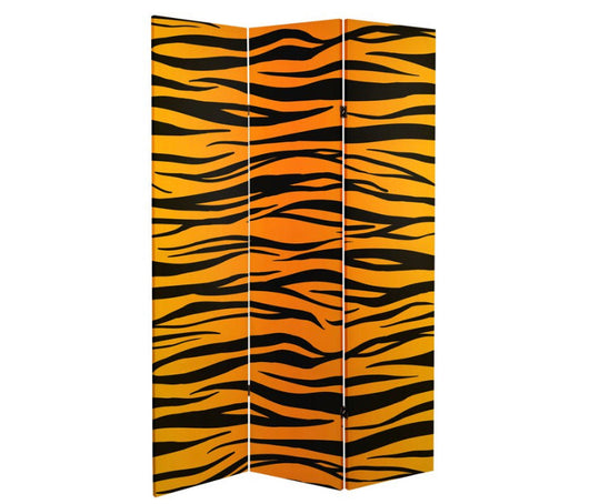 Oriental Furniture 6 ft. Tall Tiger Print Canvas Room Divider - 3 Panel- NEW IN BOX!!!