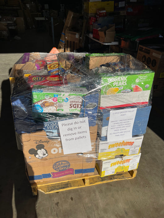 C-STCO BEVERAGE AND SNACKS GROCERY PALLET     NUMBER 1837     MOST DATES ARE GOOD      $159
