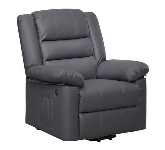 Hillsdale Cedar City Power Lift Faux Leather Recliner with USB, Dusk Gray- NEW AND ASSEMBLED!!!!