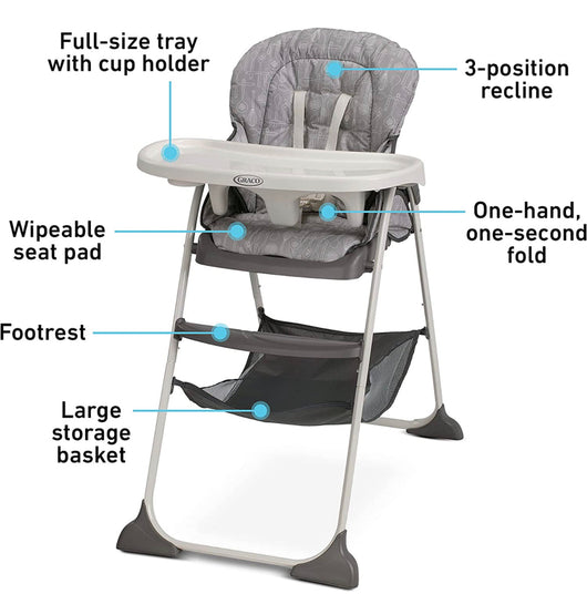 Graco Slim Snacker High Chair, Ultra Compact High Chair, Whisk- NEW IN BOX!!!