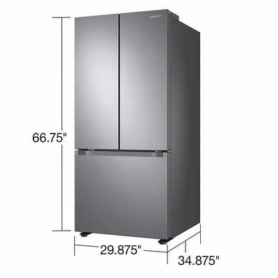 Samsung 22 cu. ft. Smart 3-Door French Door Refrigerator (new with factory plastic still on it. Small dents shown)