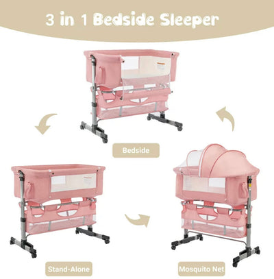 Cuddor 3 in 1 Baby Bassinet Bedside Sleeper, Pink- NEW IN BOX!!!