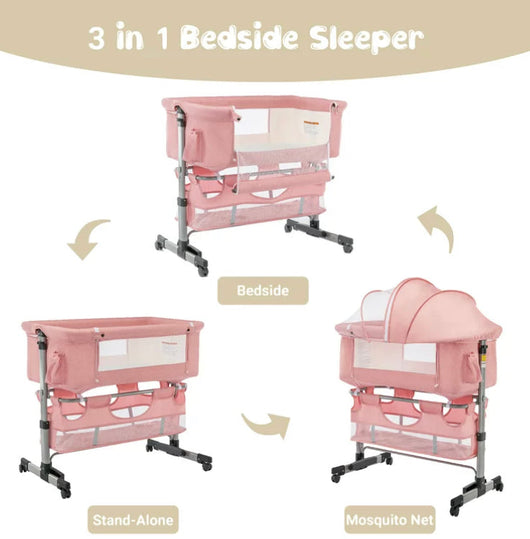 Cuddor 3 in 1 Baby Bassinet Bedside Sleeper, Pink- NEW IN BOX!!!
