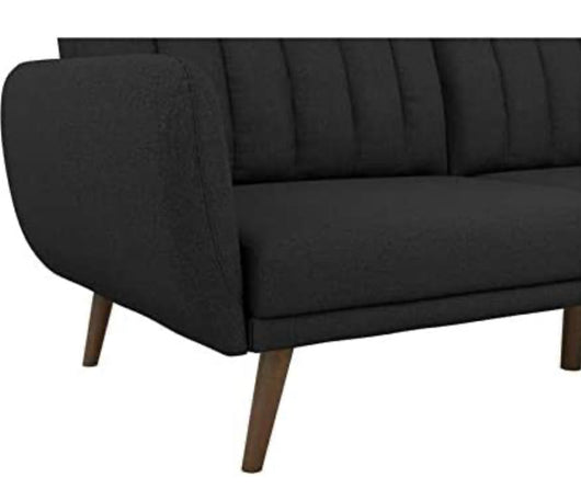 Novogratz Brittany Sofa Futon - Premium Upholstery and Wooden Legs - Dark Gray!  -Brand new in the box