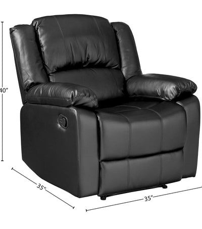 Relax A Lounger Warren Reclining Armchair, 35.5" W x 37.8" D x 39.4" H, Black! (NEW - HAS A MINOR TEAR FROM SHIPPING)