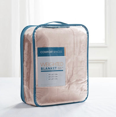 Comfort Spaces Velvet Plush Reverse To Sherpa 15lb Weighted Blanket Velvet, 60"x80", Blush- NEW IN BAG!