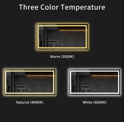 LOAAO 60 x 36 inch LED bathroom mirror with lights, anti-fog, adjustable, backlit + front lighting, wall-lit bathroom vanity mirror, memory function, tempered glass, ETL certification!  -Brand new in the box