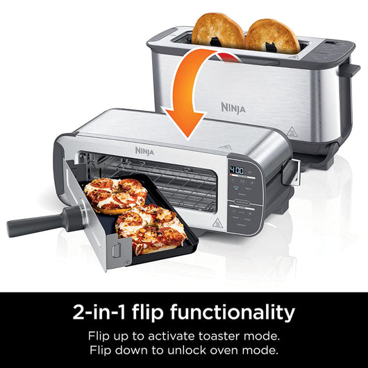 Ninja Foodi 2-in-1 Flip Toaster, 2-Slice Capacity, Compact Toaster Oven, Stainless Steel!! NEW IN BOX!!