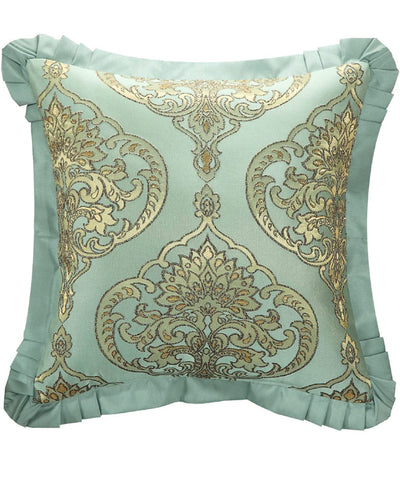 Chic Home 9 Piece Como Decorator Upholstery Quality Jacquard Motif Fabric Bedroom Comforter Set & Pillows Ensemble, King, Blue- NEW IN BAG