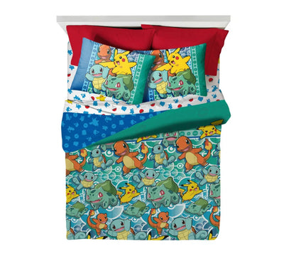 Pokemon Bed in Bag Set, Full Size, Multicolor, 100% Polyester,First Starters, 5-Piece Set- NEW IN BAG!