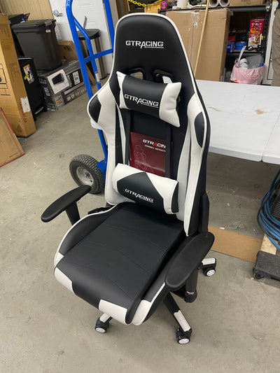 GTRACING Gaming Chair,Game Chair Heavy Duty Computer Desk Chair with Armrests,Racing Style Recliner with Built-in Headrest and Lumbar Support(Black)- new and assembled-