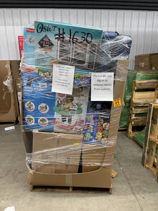 Jumbo huge liquidation pallet- over 7 ft tall ! Pallet number 1630