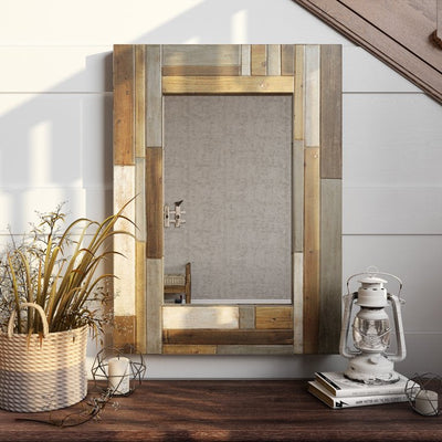 Aspire Home Accents Duncan Farmhouse Wood Wall Mirror, Multi-colored, 38" x 28"**New**