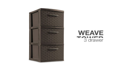 Sterilite 3-Drawer Weave Tower, Espresso**New**
