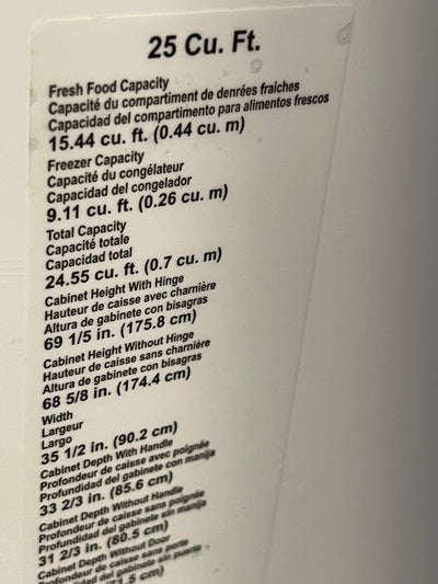 Whirlpool  24.5-cu ft Side-By-Side Refrigerator with Ice and Water Dispenser and Can Caddy - White- new - scratch and dent unit