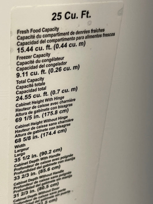 Whirlpool  24.5-cu ft Side-By-Side Refrigerator with Ice and Water Dispenser and Can Caddy - White- new - scratch and dent unit