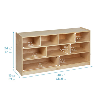 ECR4Kids Birch 48 In Large Cubby Block Storage Unit With Rolling Casters, Natural Hardwood Shelving For Kids Classroom, Mobile Toy Organizer For Homes And Playrooms**New in box**
