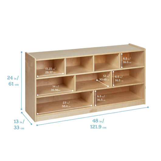 ECR4Kids Birch 48 In Large Cubby Block Storage Unit With Rolling Casters, Natural Hardwood Shelving For Kids Classroom, Mobile Toy Organizer For Homes And Playrooms**New in box**