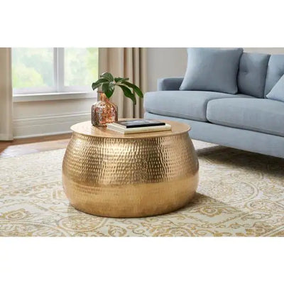 Home Decorators Collection Calluna 31 in. Gold Medium Round Metal Coffee Table with Lift Top**New in box**