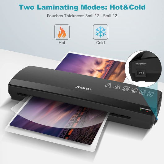 Zuukoo Laminator, Laminator Machine for A3/A4/A5/A6, 4 in 1 Termal Laminator with ABS Anti-Jam Technology, Paper Trimmer, Corner Rounder, 20 Pouches, 13 Inches Max Width for Home Office School**New in box**