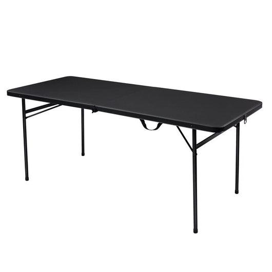 Mainstays 6 Foot Bi-Fold Plastic Folding Table, Black- NEW OUT OF BOX!!