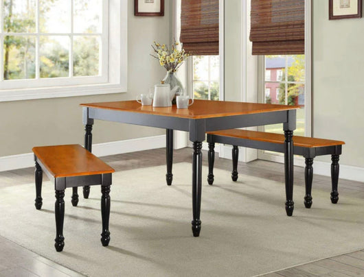 Better Homes & Gardens Autumn Lane Farmhouse Solid Wood Dining Bench, Black and Natural Finish- NEW IN BOX!!!