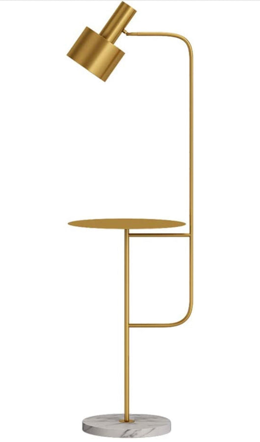 Hsyile Lighting Contemporary Modern Floor Lamp with a Table, Brushed Brass Finish- NEW AND ASSEMBLED!!!