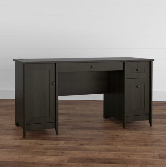 Quarters & Craft Harvey Manor Collection Home Office 57" Computer Desk, with Drawers, in Brushed Black- NEW IN THR BOX (minor shipping damage in one board, hardly noticeable, photos shown)