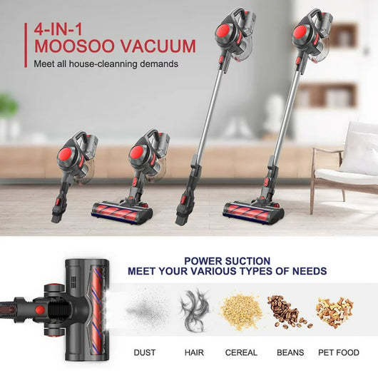Moosoo Cordless Vacuum Cleaner, Lightweight 4-in-1 Stick for Carpet, Hard Floor**New in Box**