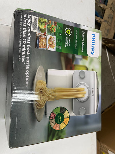 New Philips Avance Collection Pasta and Noodle Maker Plus w/ 8 Pasta Shaping Discs, White - HR2378- new in box