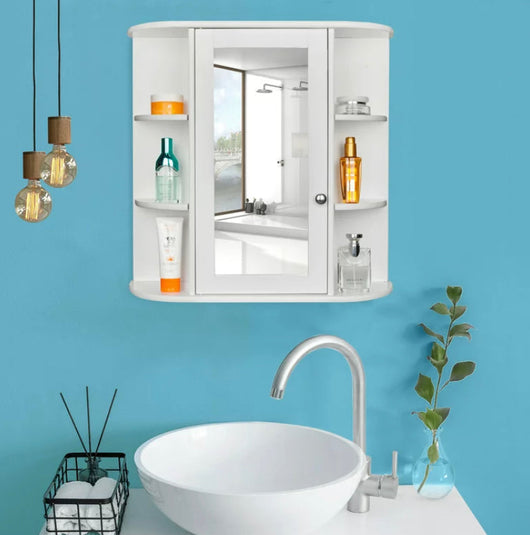 Ktaxon Wooden Bathroom Storage Cabinet with Mirror Door & 8 Shelves- NEW IN BOX!!!