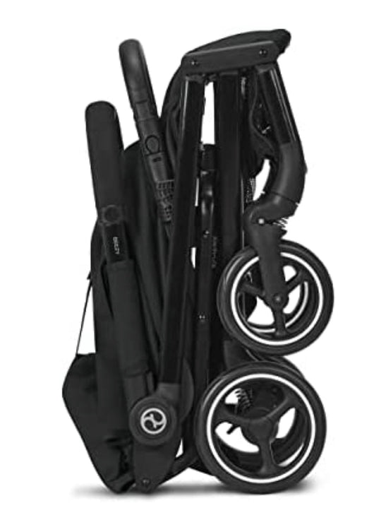 CYBEX Beezy 2 Stroller, Lightweight Baby Stroller, Compact Fold, Compatible with All CYBEX Infant Seats, Stands for Storage, Easy to Carry, Multiple Recline Positions, Travel Stroller, Moon Black- new