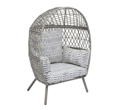 Better Homes & Gardens Kid's Ventura Outdoor Stationary Wicker Woven Egg Chair, Gray- NEW & ASSEMBLED!!