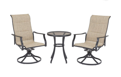 Mainstays Highland Knolls 3 Piece Outdoor Patio Bistro Set (brand new and assembled. Shipping damage on one chair. Photos shown)