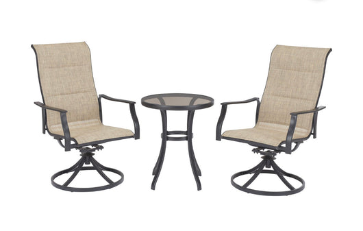 Mainstays Highland Knolls 3 Piece Outdoor Patio Bistro Set (brand new and assembled. Shipping damage on one chair. Photos shown)